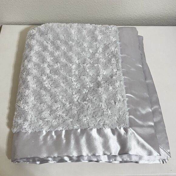 My Blankee White Rosette Swirl Baby Blanket Satin Trim Security Blanket Lovey - Picture 6 of 16